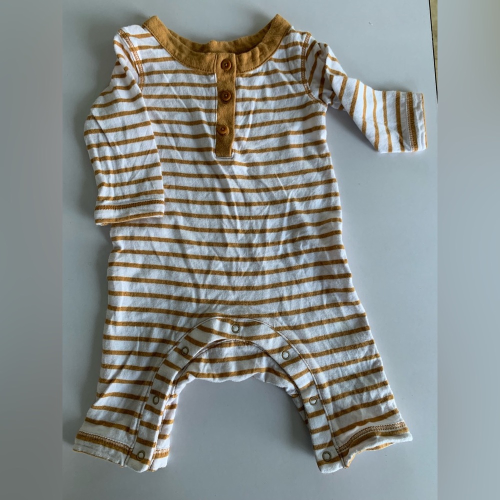 Nordstrom White and Brown Striped One Piece Footies